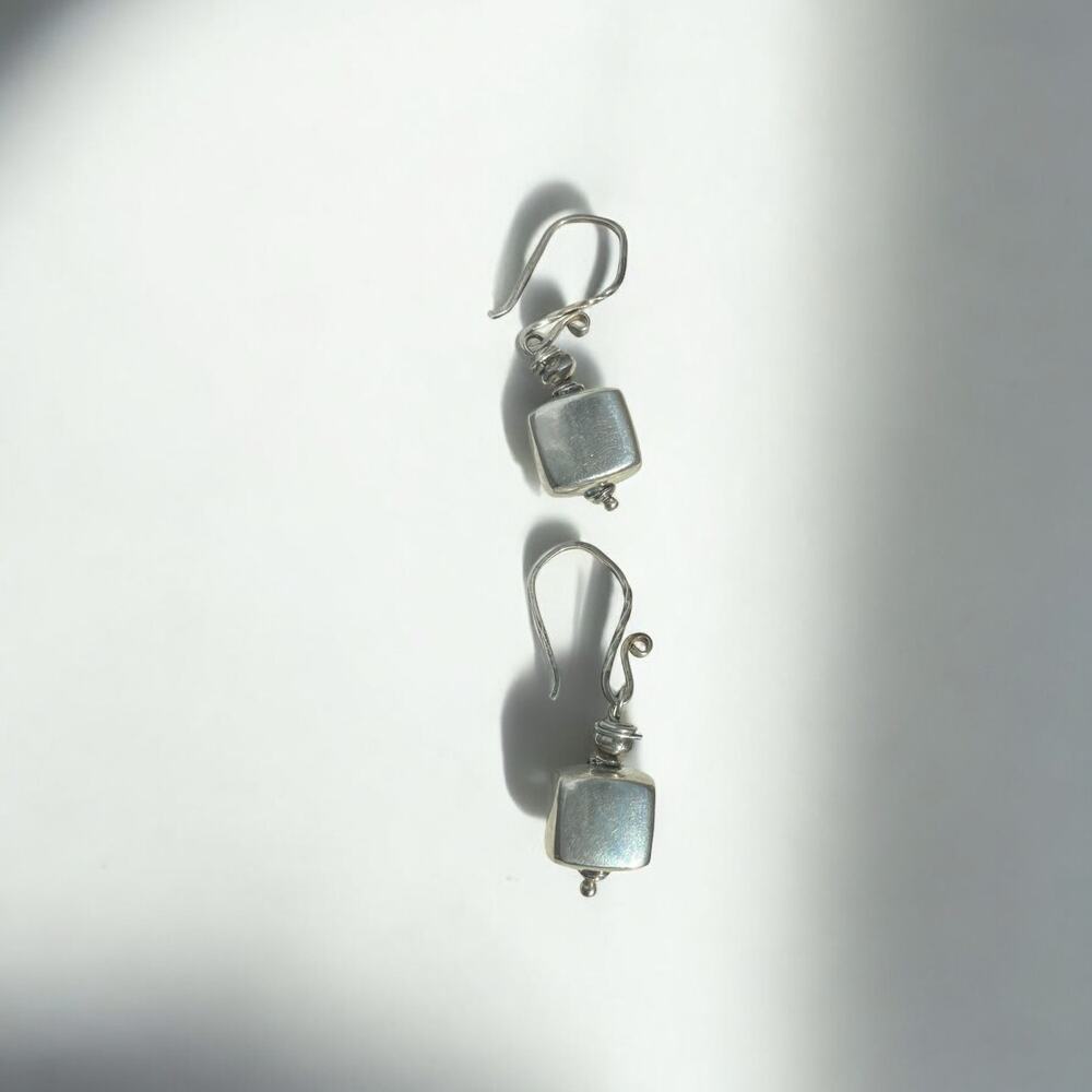 925 silver box dangle earrings